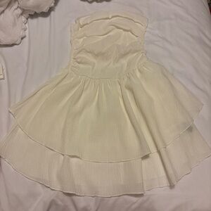 Amazon Girls Cream Strapless Layered Party Dress